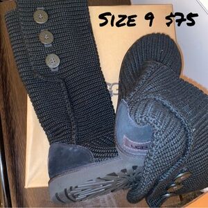 UGG Black Knit Button Boots
